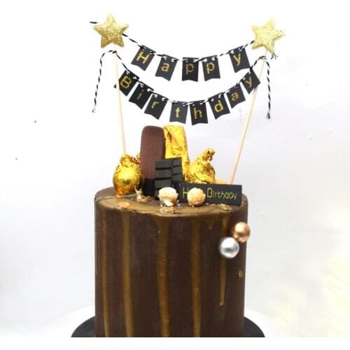 1Set Banner Flag Baby Shower Birthday Party Cupcake Topper Kids Girl Boy Birthday Cake Decorations Happy Birthday Cake Toppers