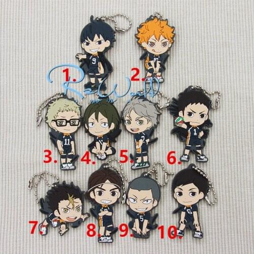 1pcs Anime Keychain Karasuno Haikyuu! Syouyou Daichi kageyama School Volleyball competition Resin Pendant Keyrings llavero