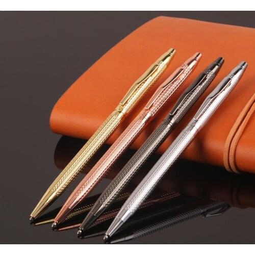 1pc Office Metal Wave Engraved Flowers Color Gift Stainless Stationery Golden Steel Supplies Writing Pen Ballpoint For Busi S8I4