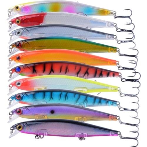 10pcs Wobblers Jerkbait 10 Colors 110mm 13g Hard Bait Minnow Crank Fishing lures Crankbait Bass #6 Sharp Hooks With 3D Eyes