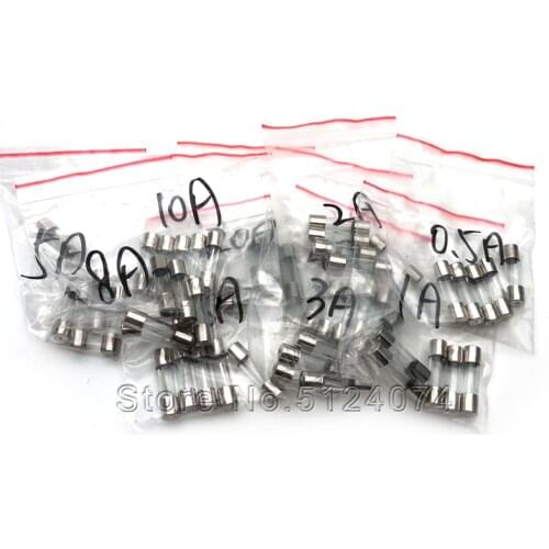 10 kinds *5pcs = 50pcs 6*30MM 0.5A/1A/2A/3A/5A/8A/10A/15A/20A/30A 250V Fuse component bag fuse tube package