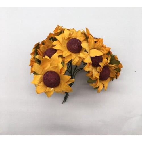 100pcs/lot Artificial Decoration Sunflower Flowers gift Mini Daisy diy decor paper flowers for scrapbooking Wedding home decor