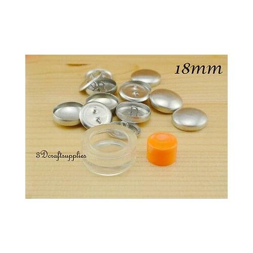 15 sets of 18mm 3/4 inch Size 30 Self cover buttons wire back with Assembly tool