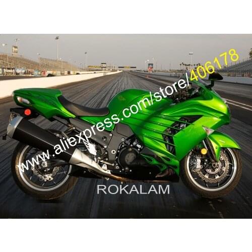 2012-2015 ZZR1400 Fairing For Kawasaki ZX-14R ZX14R ZX 14R ZZ-R1400 12-15 Green Flame Fairing Kit (Injection Molding)