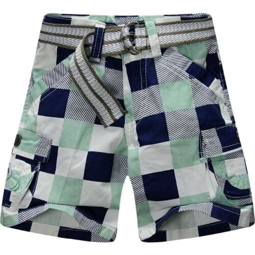 2015 new arrival baby boy plaid shorts adjustable waist with belt cotton 100% XKK05