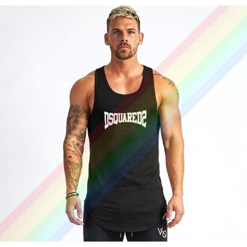 2021 Personality DSQ2 White Font Logo Summer Soft Custom Sleeveless Design Your Own Vest Cotton Mens Muscle Tee Tank Top Shirt