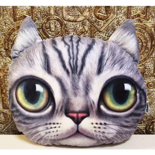 3D cat face pillow Children Plush Toy simulation animals Baby Kids Stuffed Toy gift