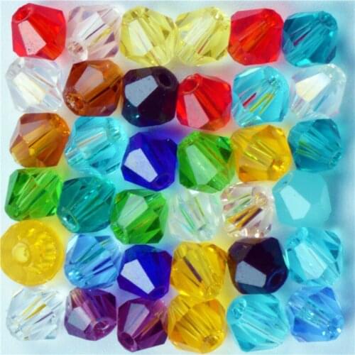 4mm 100pcs Bicone Crystal Beads Glass Beads Loose Spacer Quartz Round Beads For Jewelry Making Bracelet DIY Jewelry Findings