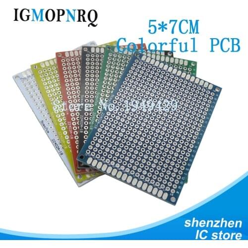 5pcs 5x7cm PCB 5*7 Double Side Prototype PCB diy Universal Printed Circuit Board White Blue Yellow Black Red Green PCB KITS