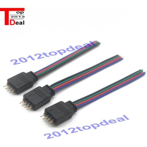 5pcs/Lot 10cm RGB 4 pins Male Connector Wire Cable For 5050 3528 RGB Led strip, Male Type 4 Pin Needle Connector Free Shipping