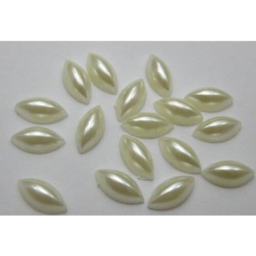 500 Ivory Horse Eye Half Pearl Bead 5X10mm Flat Back Scrapbook Craft