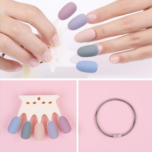 7pcs Detachable Nail Polish Color Card Plastic False Nail Tips Nail Color Display Shelf Board with Iron Ring DIY Manicure Tools
