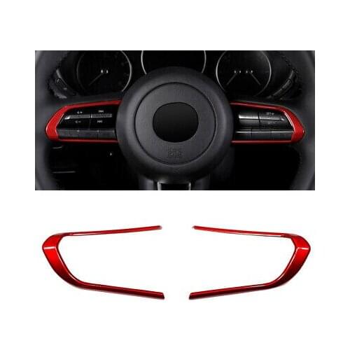 Accessories Red Inner Steering Wheel Button Cover 2pcs For Mazda CX-30 2019-2020