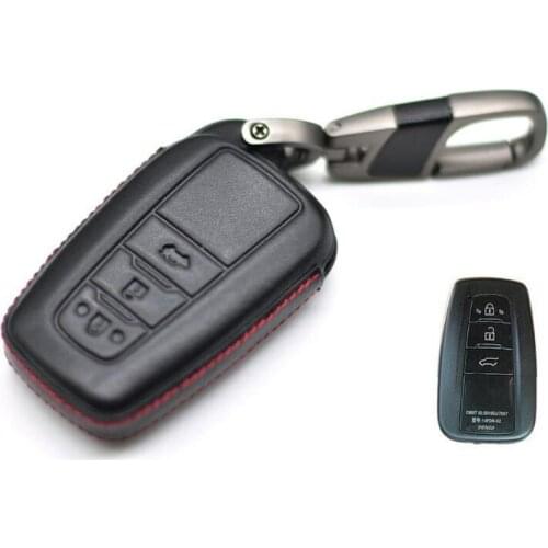 Car 4D Genuine Leather Key Case Wallets For Toyota Camry Corolla Avalon C-HR CHR Prado 3 Button Key Prortective Shell