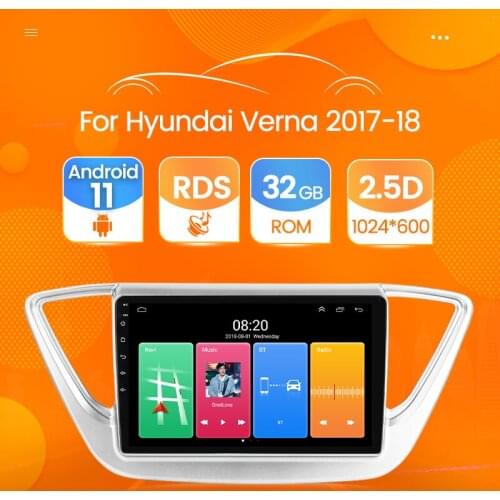 2G + 32G 9" 2din Android 11 Car radio Player for Hyundai Solaris Verna 2017 2018 Car Radio GPS Navigation WIFI Player BT NO DVD