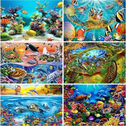 AZQSD DIY Unframe Painting By Number Kit Turtle Acrylic Paint Unique Gift Adult Coloring By Numbers Animals Home Decoration