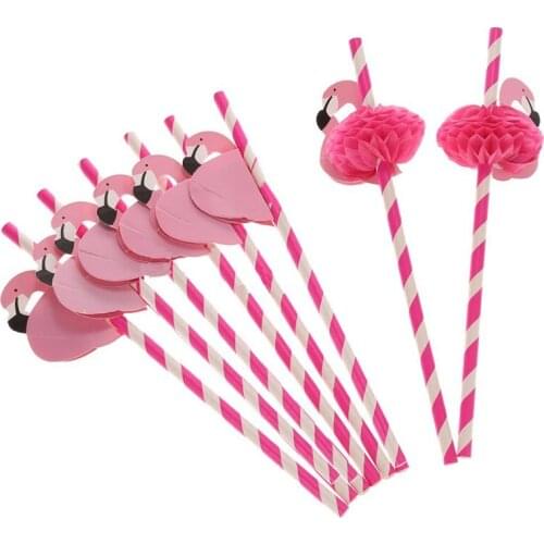QuickDone 50PCS/LOT Paper Drinking Straws Party Decorations Festive Supplies Decoration Accessories Flamingo PaperStraws HG0581F