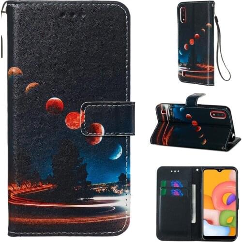 Phone Case For Samsung Galaxy A01 With Card Slots Print Wallet Flip Cover GalaxyA01 samsungA01 Tiger Wolf Animal Flower Painted