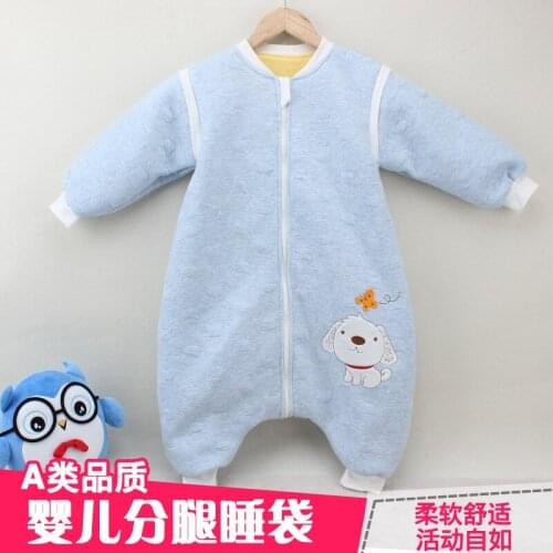 Baby sleeping bag spring and autumn season thick jacquard cotton breathable baby linen cotton leg liner anti-kick