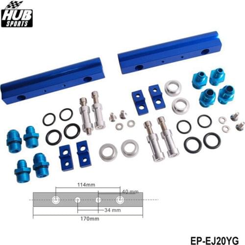 For SUBARU WRX STI EJ20 EJ20T STI Top feed Injector Fuel Rail Turbo Kit Blue Aluminium Billet HQ Jdm HU-EJ20YG
