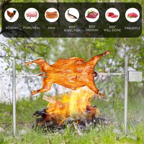 BBQ Electric Rotisserie Kit Automatic Universal Rotisserie Kit Outdoor Stainless Steel Grill Large Rotisserie Spit Roaster Rod