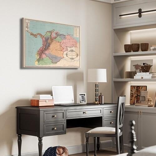 Canvas Painting Colombia Map Posters and Prints Wall Art Picture for Home Decor Nursery Decor No Frame