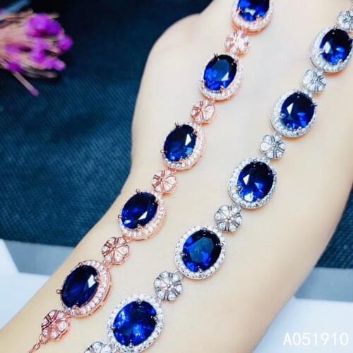 KJJEAXCMY boutique jewelry 925 sterling silver inlaid Citrine Blue corundum ladies bracelet popular trendy