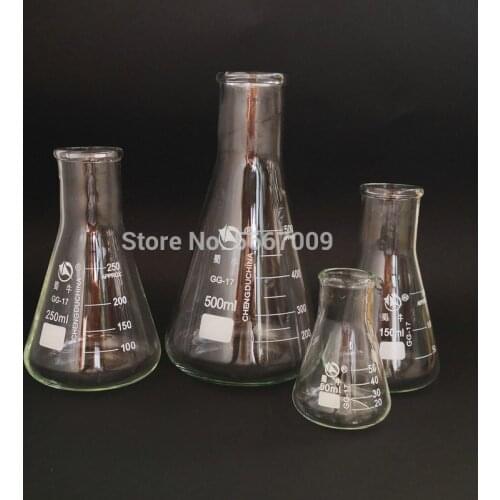 1PC 50ml to 1000ml Borosilicate Glass Straight Wide Neck Conical Triangular Flask for Lab Chemical Equipment