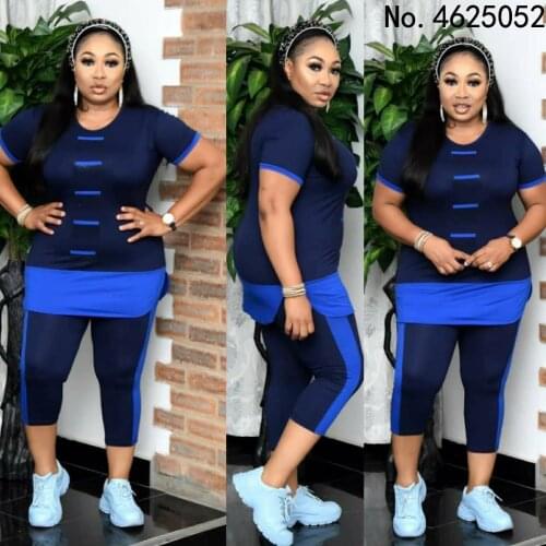 Two Piece Set Women Tracksuit Summer Clothes African Dresss Vetement Femme 2021 Tops Pants 2 Piece Sets Womens Outfits Plus Size