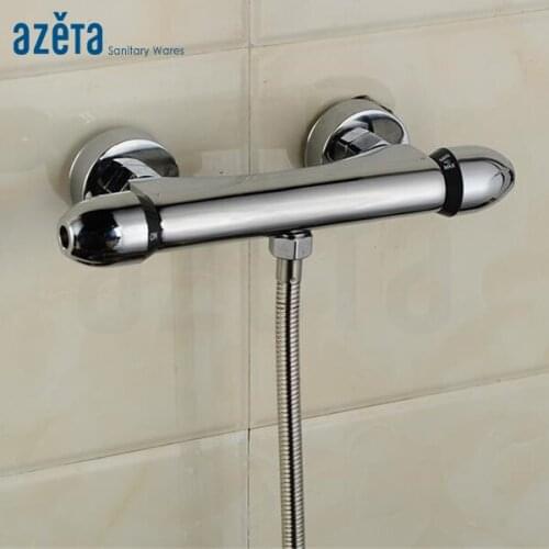 Brass Thermostatic Shower Faucet Double Handle Temperature Control Bathroom Chrome Plated Shower Mixer Tap MK6413
