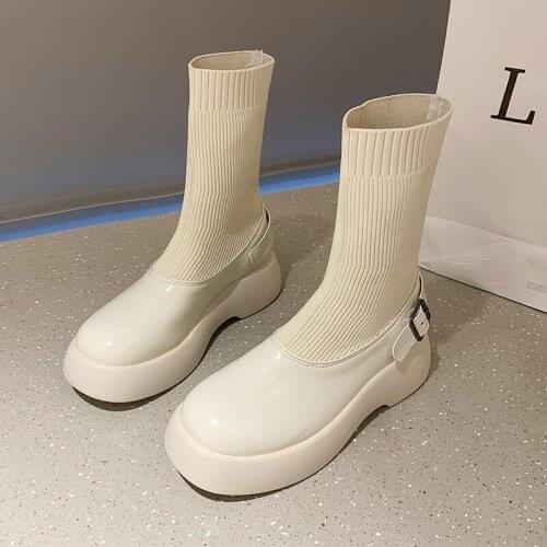 Lazyseal Stretch Fabric Women Ankle Boots Round Toe Solid Color Buckle Design Round Toe Autumn Female Booties Soft Casual Shoes