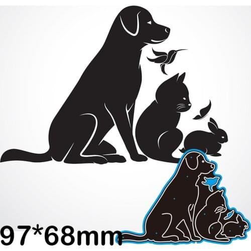 Metal Cutting Dies Dog Cat And Rabbit New Scrapbook Decoration Template Embossing DIY Paper Card Craft 97*68mm