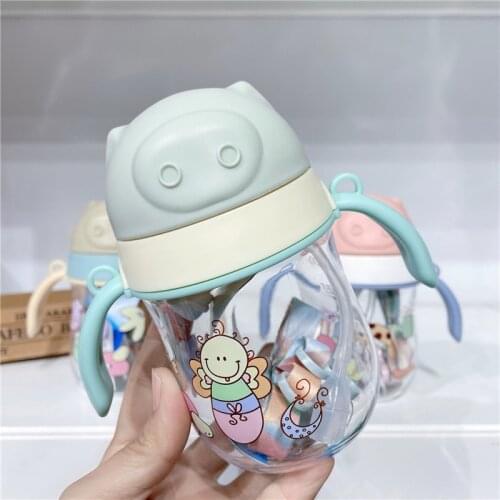 Cartoon Baby Feeding Cup With Straw Children Learning Feeding Drinking Bottle Kids Training Cup With Strap питьевые чашки детей