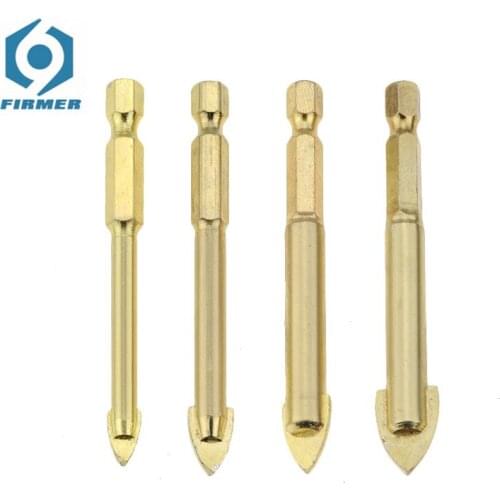 4pc drill Hex Shank Glass Drill Bits Set Titanium Coated Ceramic Tile Marble Mirror Glass Drilling Hole Tool 6mm 8mm 10mm 12mm