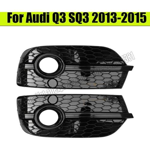 For AUDI Q3 SQ3 2013 2014 2015 Black Silver honeycomb Front fog lamp cover trim