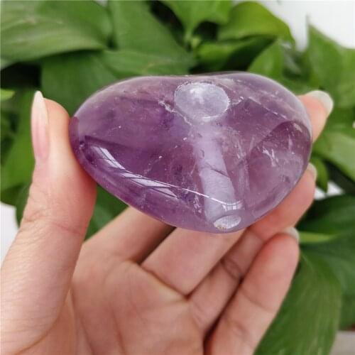 Natural Clear Amethyst Crystal Love Heart Carved Smoke Pipe Modern Paraphernalia Personal Ornament