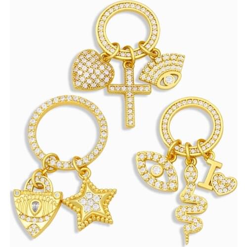 OCESRIO Trendy Snake Evil Eye Necklace Charms for Jewelry Making Small Heart Cross Pendant Charms for Jewelry Wholesale pdta236