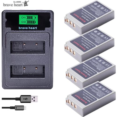 PS-BLS5 BLS-50 BLS-5 BLS5 BLS50 Battery + LCD USB Charger for Olympus PEN E-PL2,E-PL5,E-PL6,E-PL7,E-PM2,E-M10,E-M10 II,Stylus1