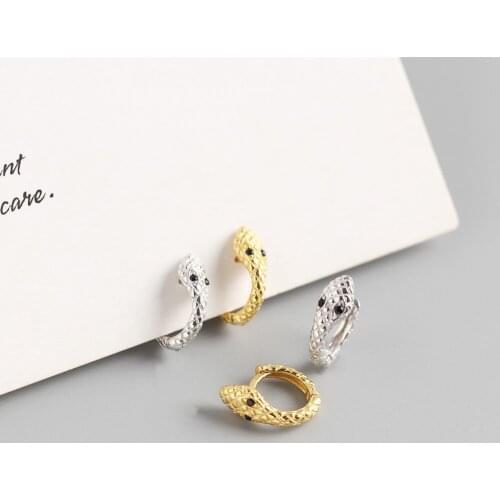 Silver Plated Earrings Zircon Fashion Korean Womens Small Earrings Cool Alternative Punk Earrings Lovely Snake Jewelry