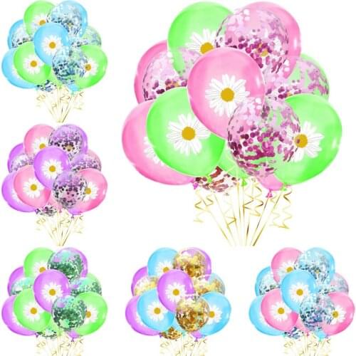 15pcs 12inch Colorful Daisy Balloons DIY Latex Confetti Ballons Set Birthday Valentines Day Wedding Hawaii Party Festival Decor