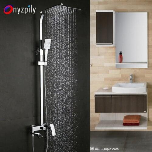Onyzpily Bathroom Shower Faucet Set Bathtub Mixer Tap 8'' 10''12'' Bath Shower Head Tap Waterfall Shower Head Mixer Torneira