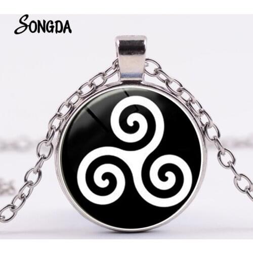 Trendy Teen Wolf Necklace Argent Triple Spiral Triskele Triskelion Symbol Glass Pendants Choker Punk Necklaces Men Women