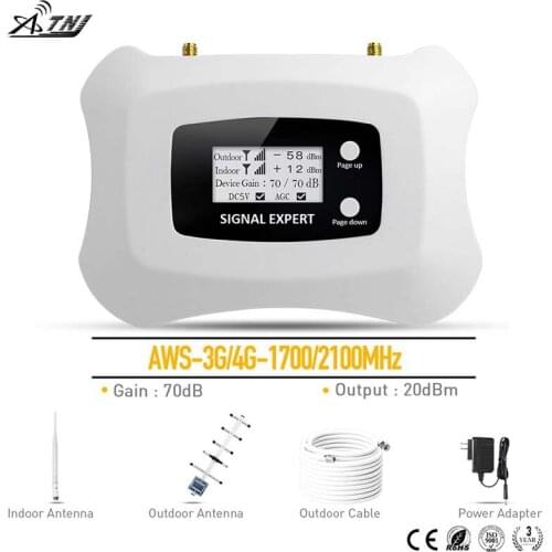 Top quality!3G 4G repeater with Smart LCD AWS1700MHz mobile signal booster 3G cellular signal amplifier kit for America area