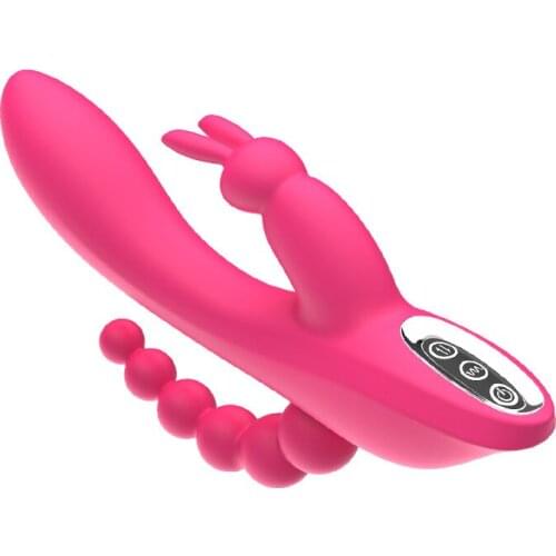 3 in 1 G-Spot Rabbit Anal Dildo Vibrator Adult Sex Toys with 10 Vibrating Modes for Women Rechargeable Clitoris Vagina Stimulato