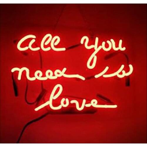 All You Need Is Love Clear Backing Custom Handmade Real Glass Tube Party Home Bedroom Decoration Display Gift Neon Sign 14"X9"