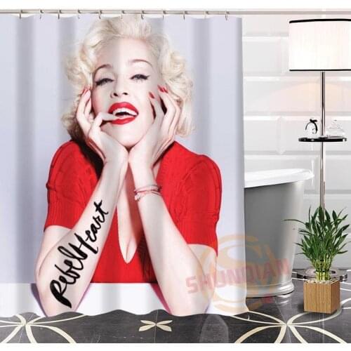 Custom Madonna Fabric Shower Curtain New arrival Hot Modern bathroom With Hooks Popular 100% Polyester Curtains