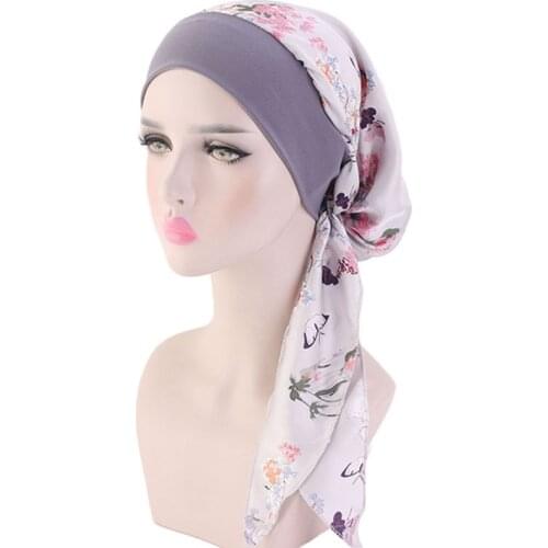 Women Elastic Inner Hijabs Hat Pastoral Style Lady Hair Bands Fashion Muslim Turban Hijabs Hats Indian Caps Wrap Cap
