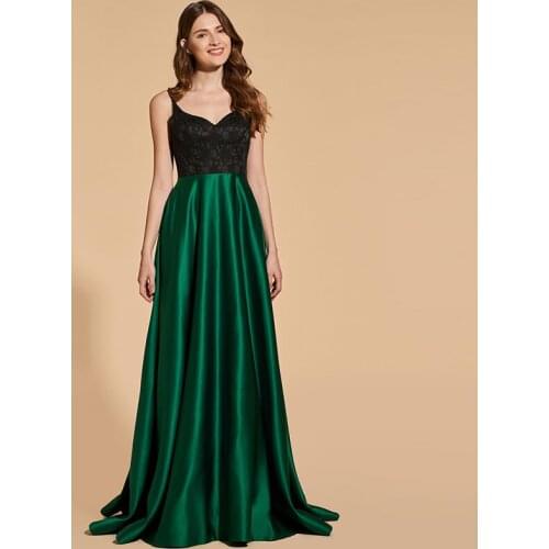 Tanpell v neck prom dresses spaghetti straps sleeveless floor length a line gown women celebrity custom long formal prom dress