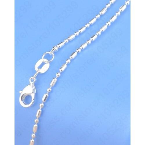 Fast Ship 1PC Pure 925 Sterling Silver Column Ball Necklace Chains Jewelry With Good Quality Lobster Clasps Set 1.4mm W