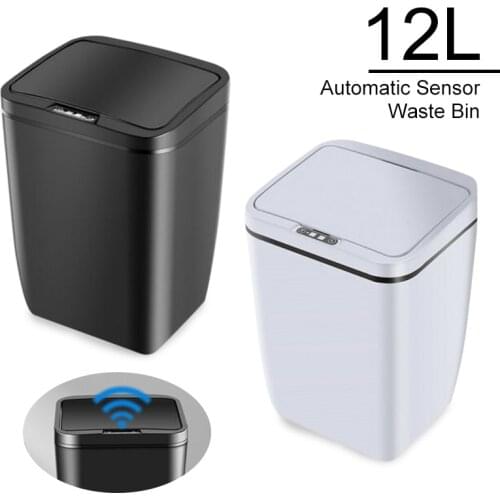 12L Infrared Automatic Sensor Waste Bin Rectangular Garbage Bag Holder Rubbish Trash Car Bin Dump Compost Trashcan Clean